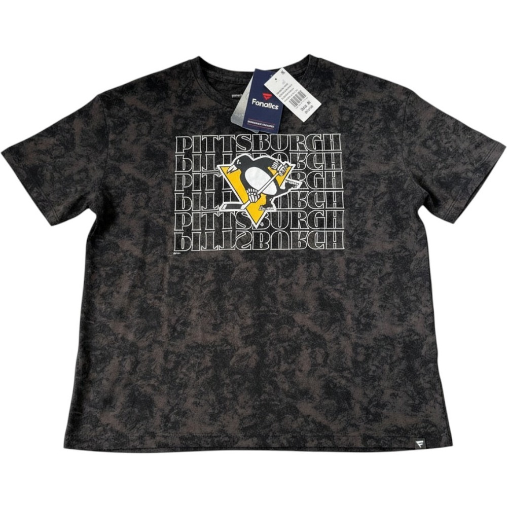 Fanatics Pittsburgh Penguins Kids Medium Black Mineral Wash NHL Tee Shirt NEW